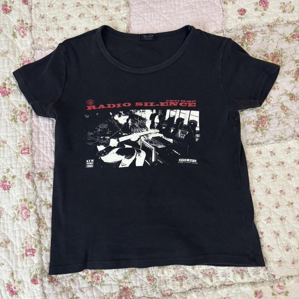 Women's Black Graphic Tee - Radio Silence Design